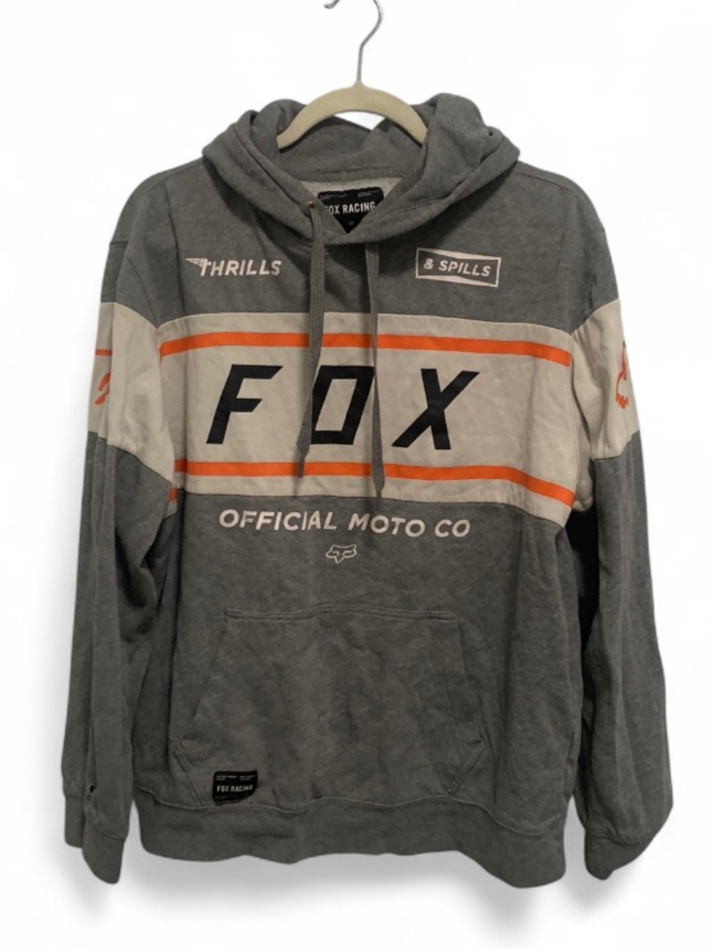 Fox Racing Moto Co Gray, Cream & Orange Pullover Hoodie